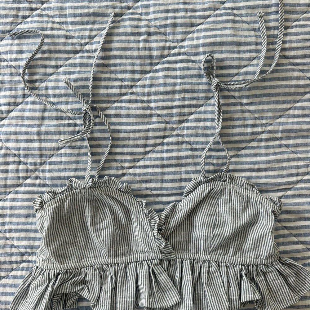Storia Blue and White Striped Top